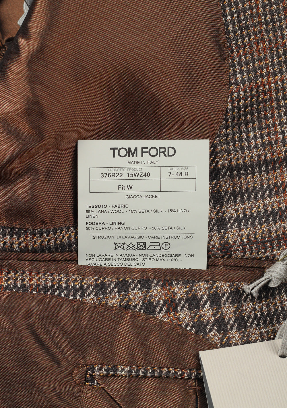 TOM FORD O'Connor Checked Brown Sport Coat Size 48 / 38R U.S.