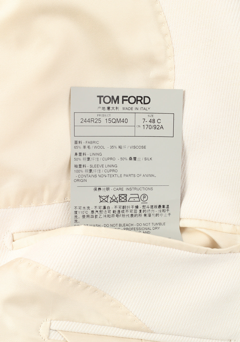 TOM FORD Atticus Double Breasted Off White Sport Coat
