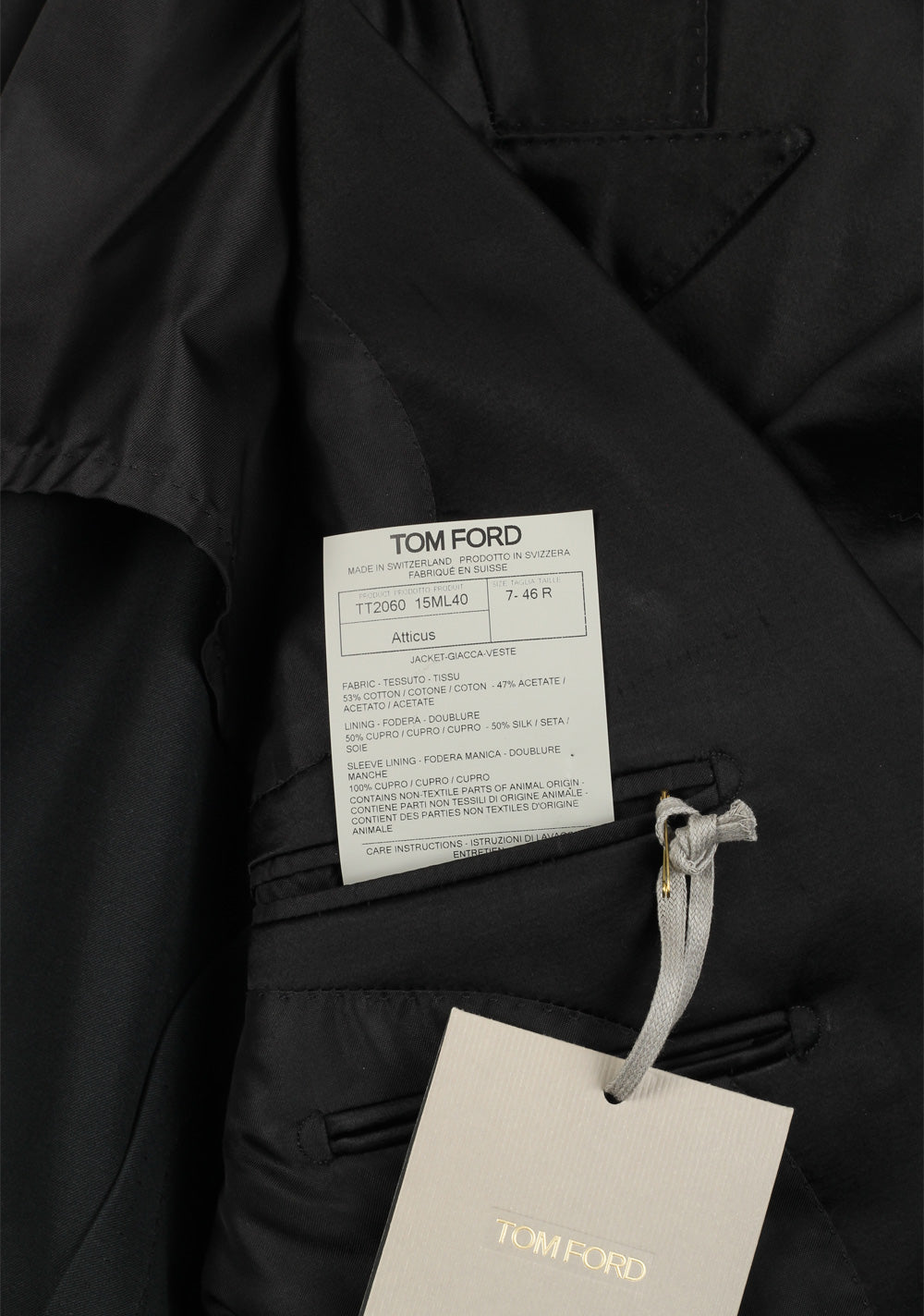TOM FORD Atticus Black Sport Coat Size 46 / 36R U.S.