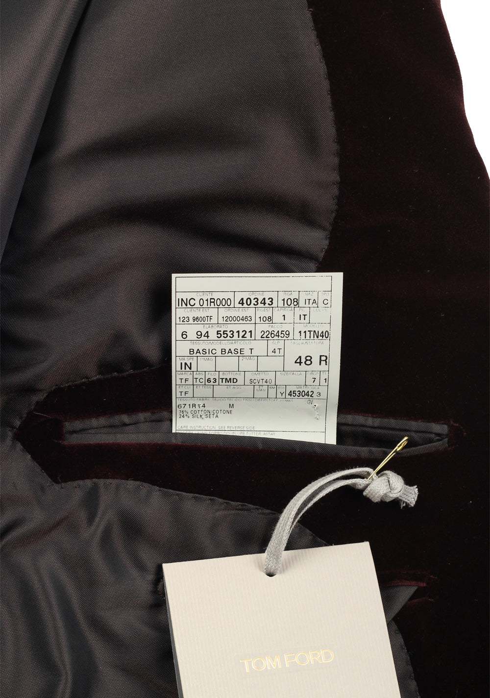 TOM FORD Wetherby Burgundy Sport Coat Size 48 / 38R U.S.