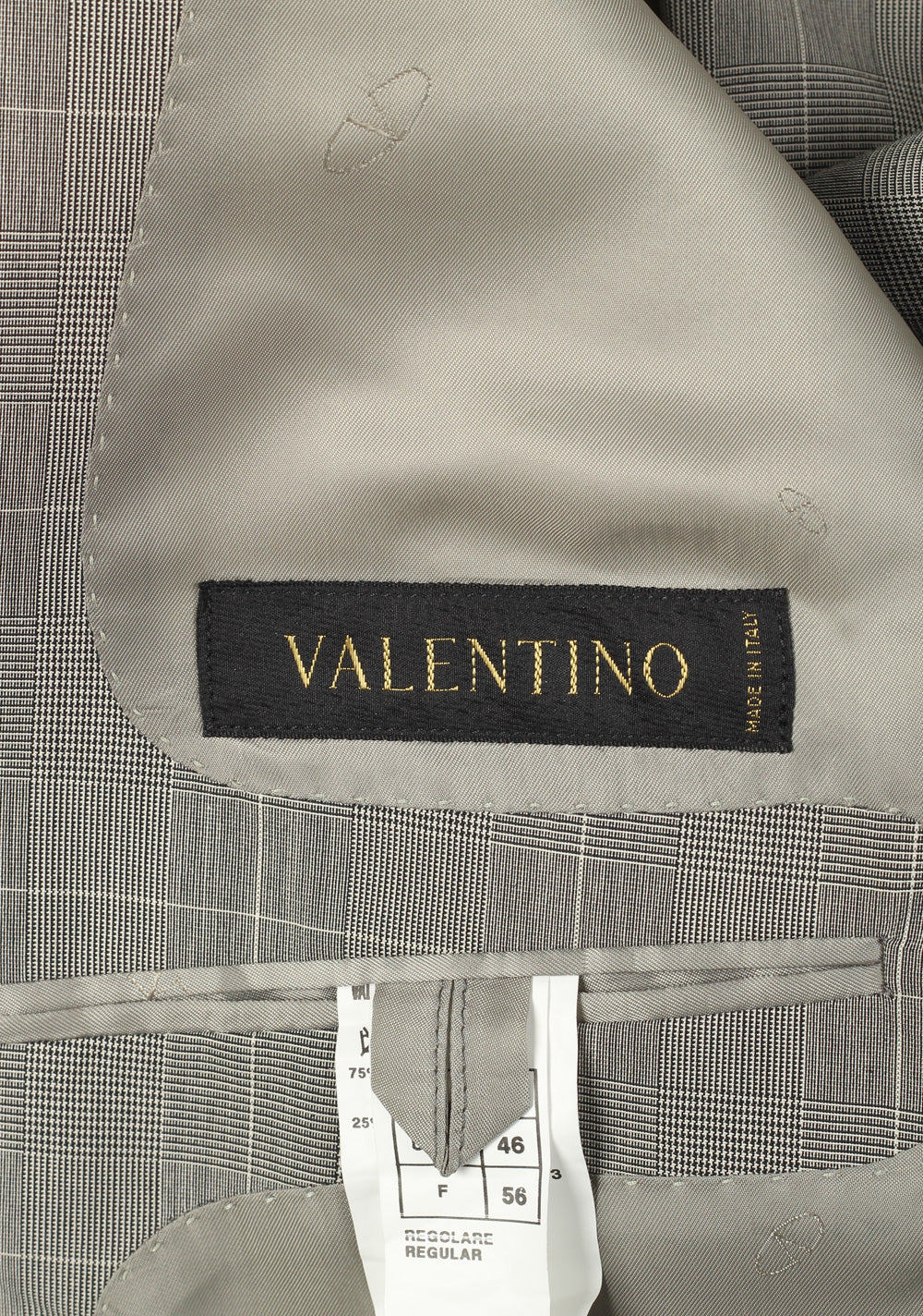 Valentino Gray Checked Suit Size 56 / 46R U.S.