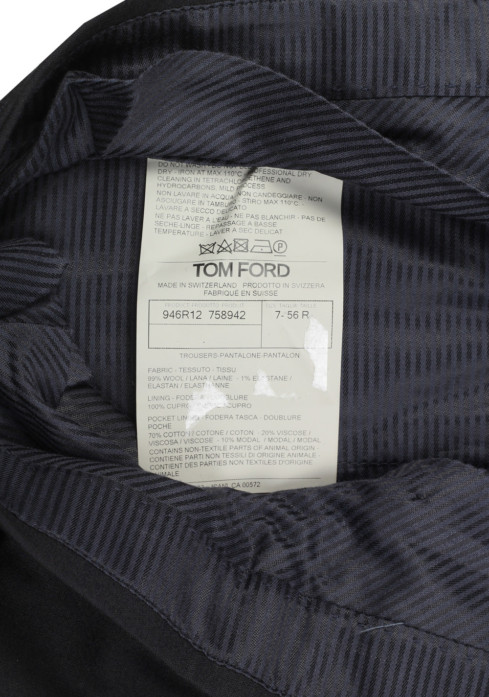 TOM FORD Blue Trousers Size 56 / 40 U.S.