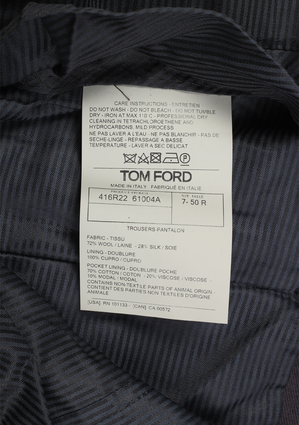 TOM FORD Black Purple Wool Silk Blend Tuxedo Trousers Size 50 / 34 U.S.