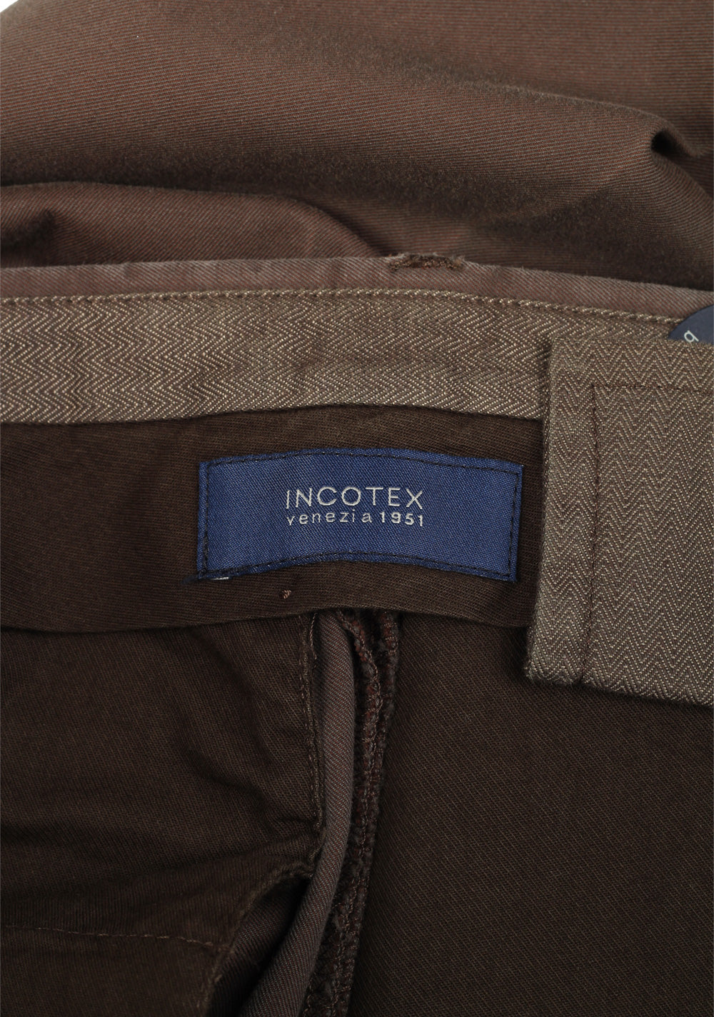 Incotex Greenish Brown Incochino Trousers Size 48 / 32 U.S. in Cotton
