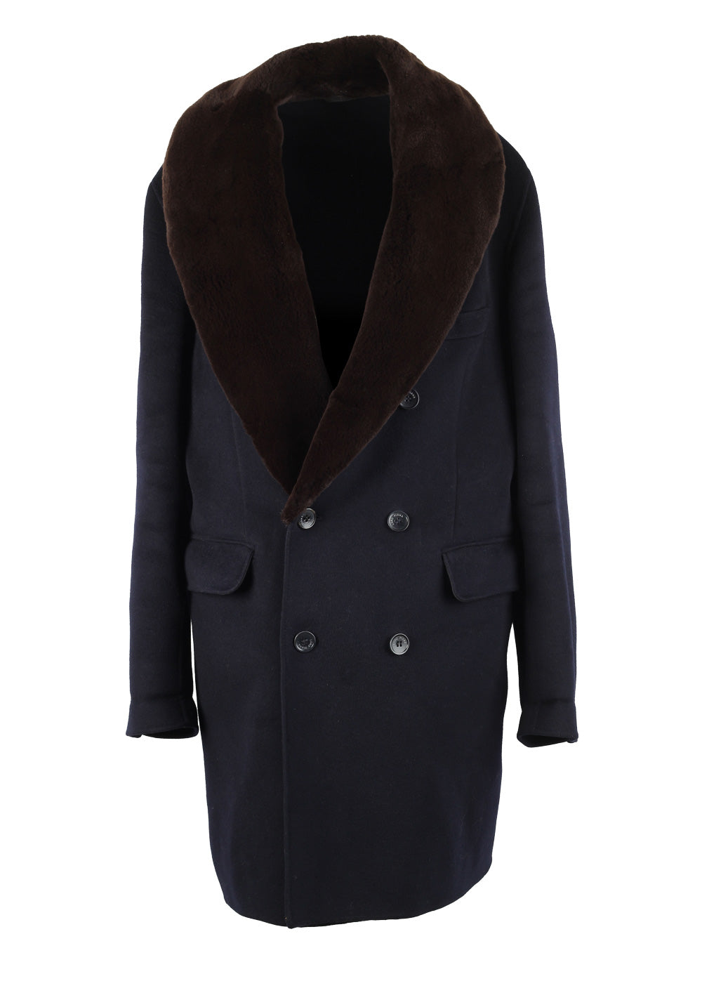 Loro Piana Blue Mink Baby Cashmere Over Coat Size 56 IT / 46R U.S.