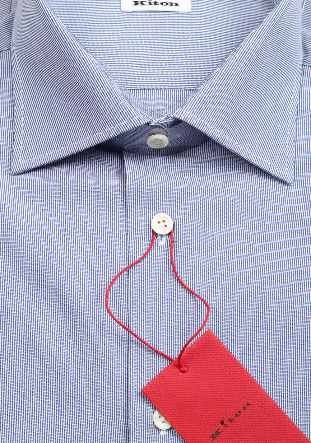 Kiton Striped Blue White Dress Shirt