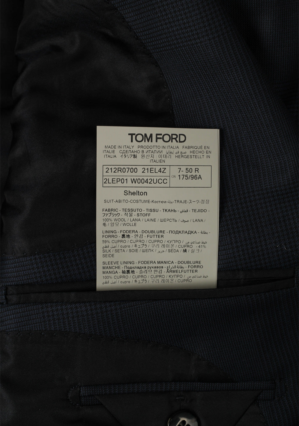 TOM FORD Shelton Wool Checked Blue Suit