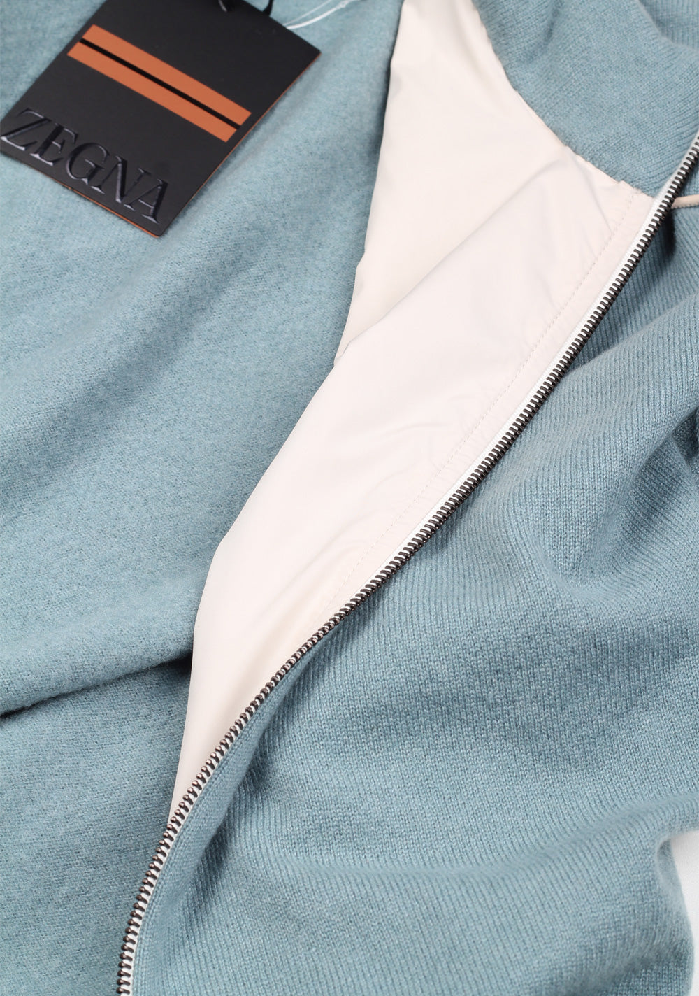 ZEGNA Oasi Cashmere Blue Zipper Sweater Size 56 / 46R U.S.
