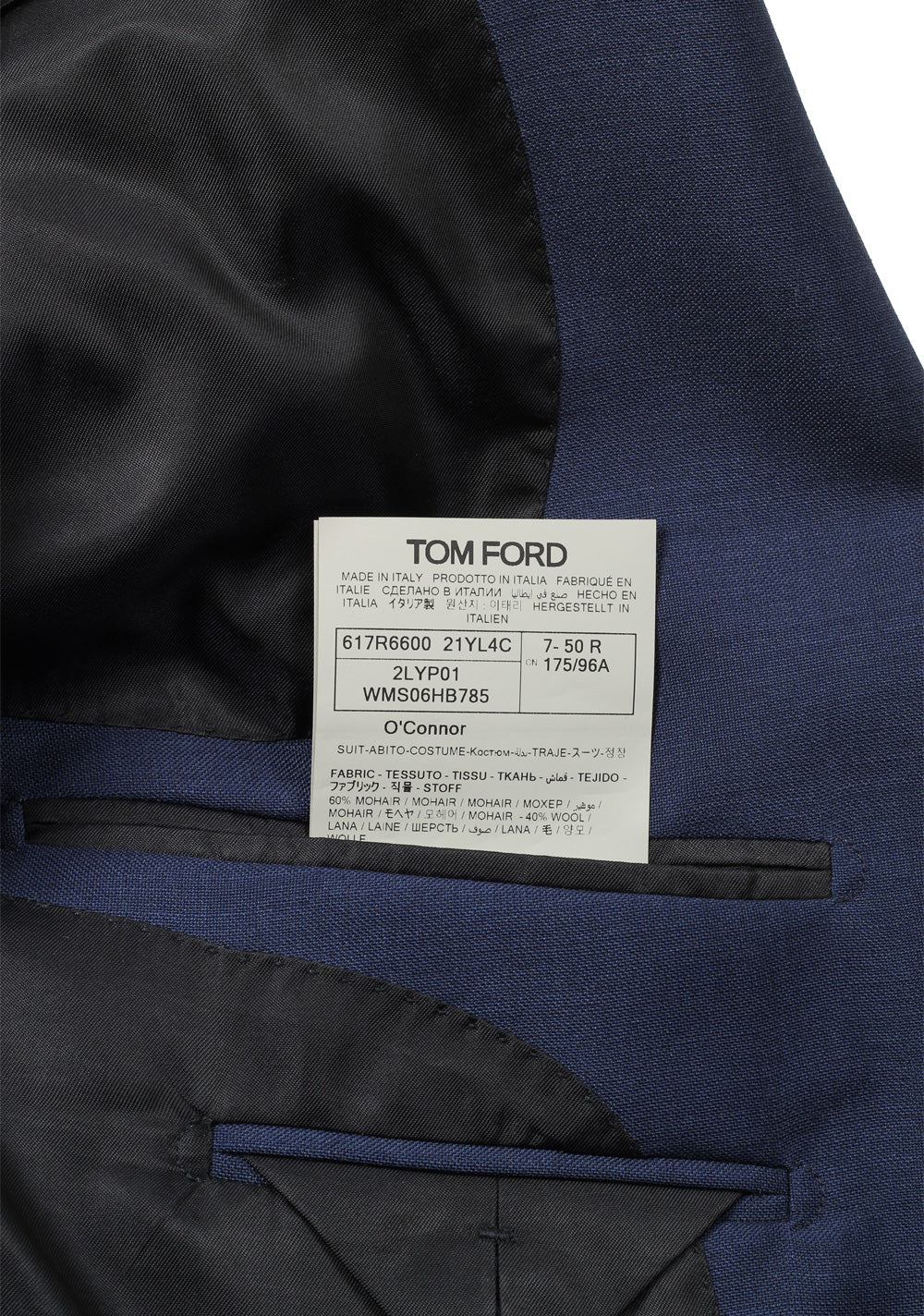 TOM FORD O'Connor Mohair Blend Solid Blue Suit