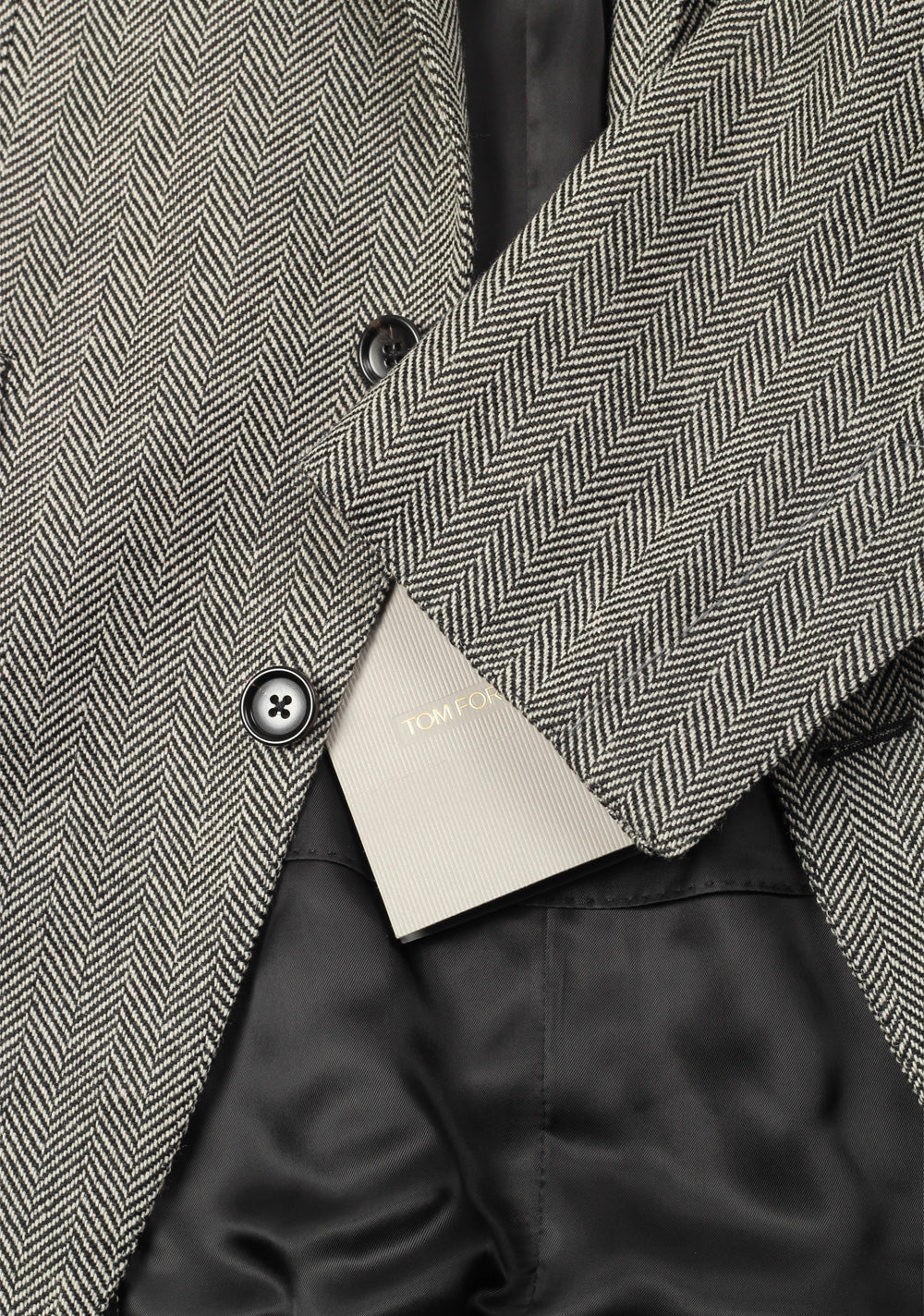 TOM FORD O'Connor Black White Herringbone Mohair Blend Suit Size 48 / 38R U.S.