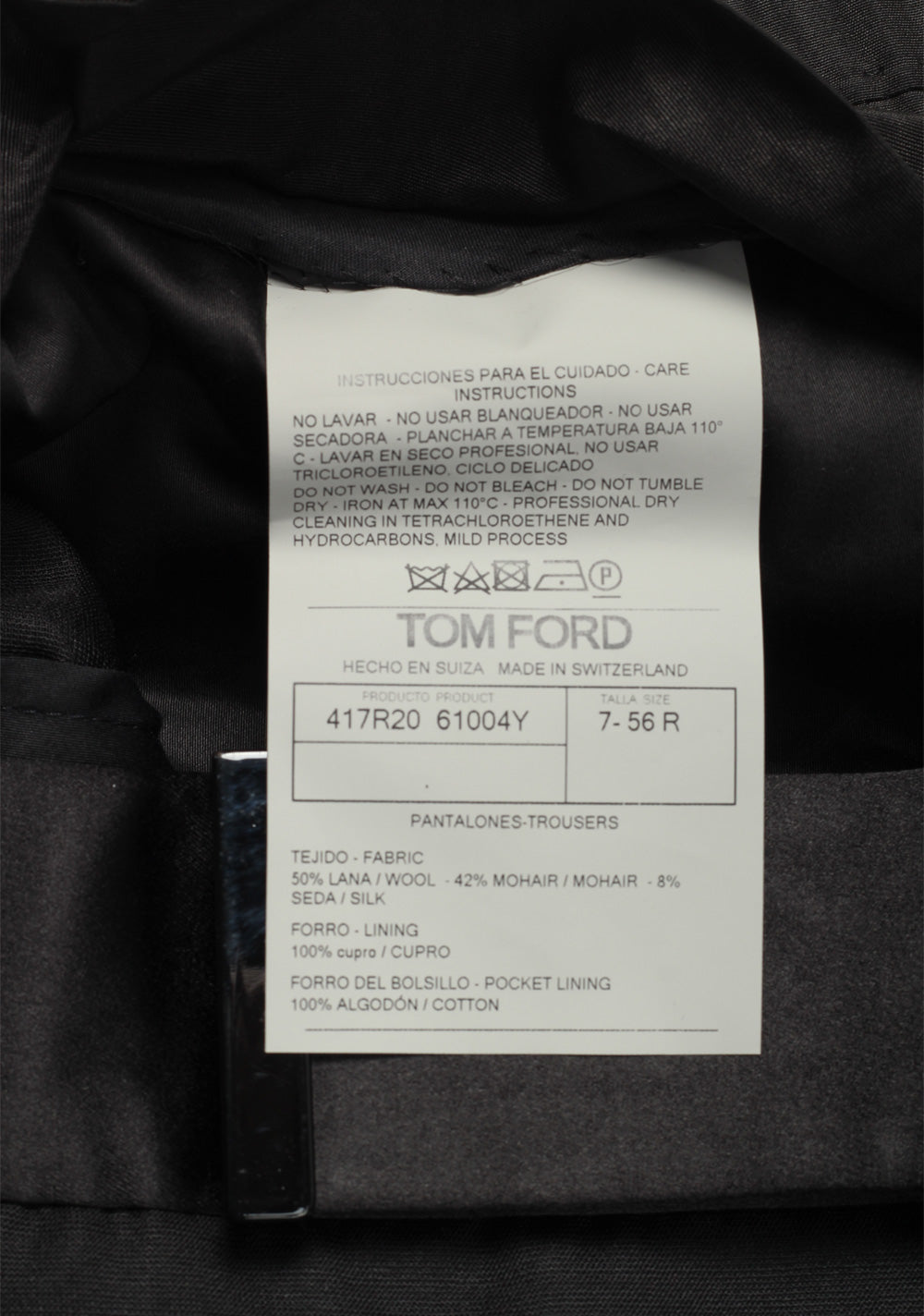 TOM FORD Black Mohair Blend Cocktail Tuxedo Trousers Size 56 / 40 U.S.