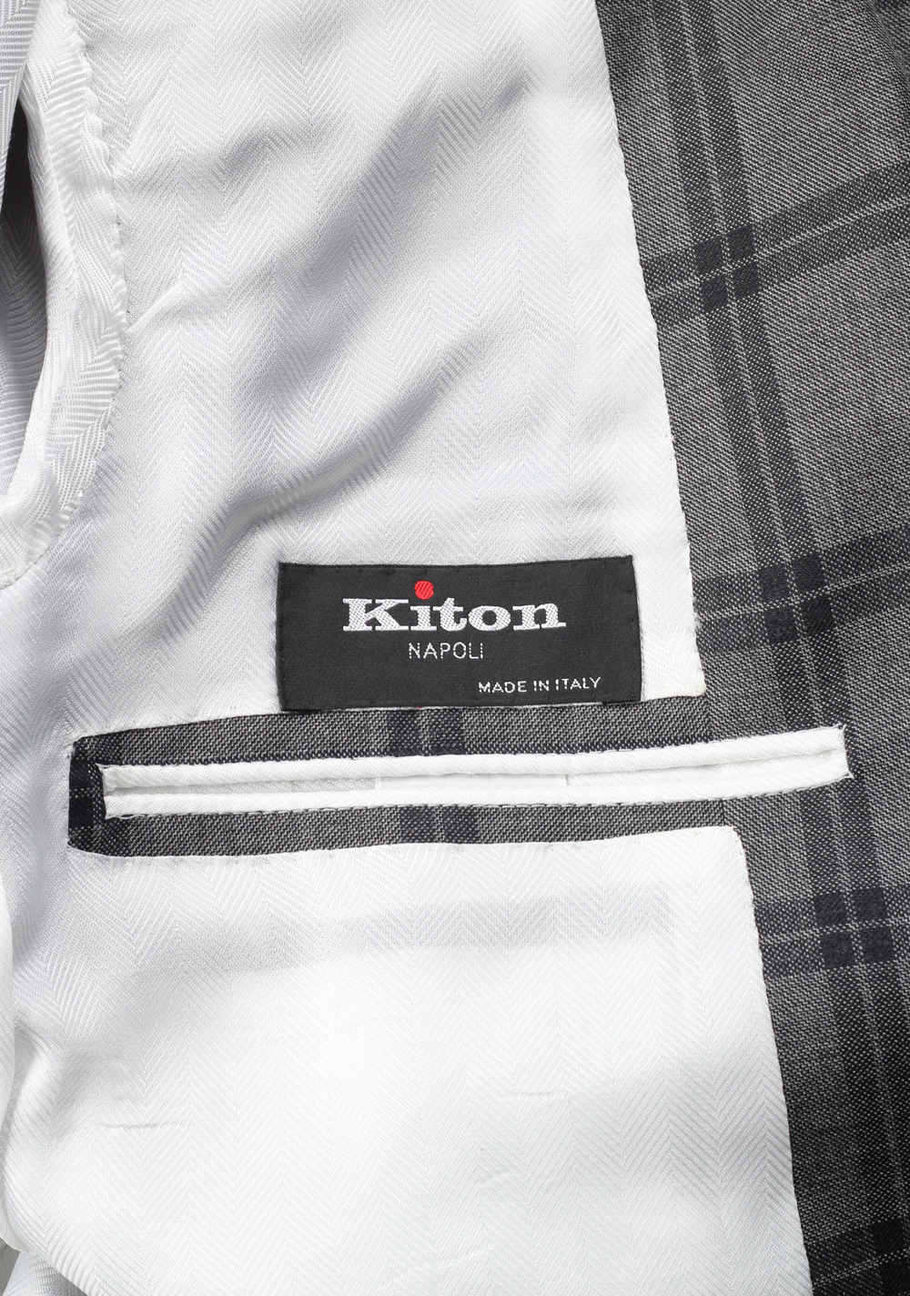 Kiton Gray Checked Suit Size 46 / 36R U.S. Cipa | Costume Limité