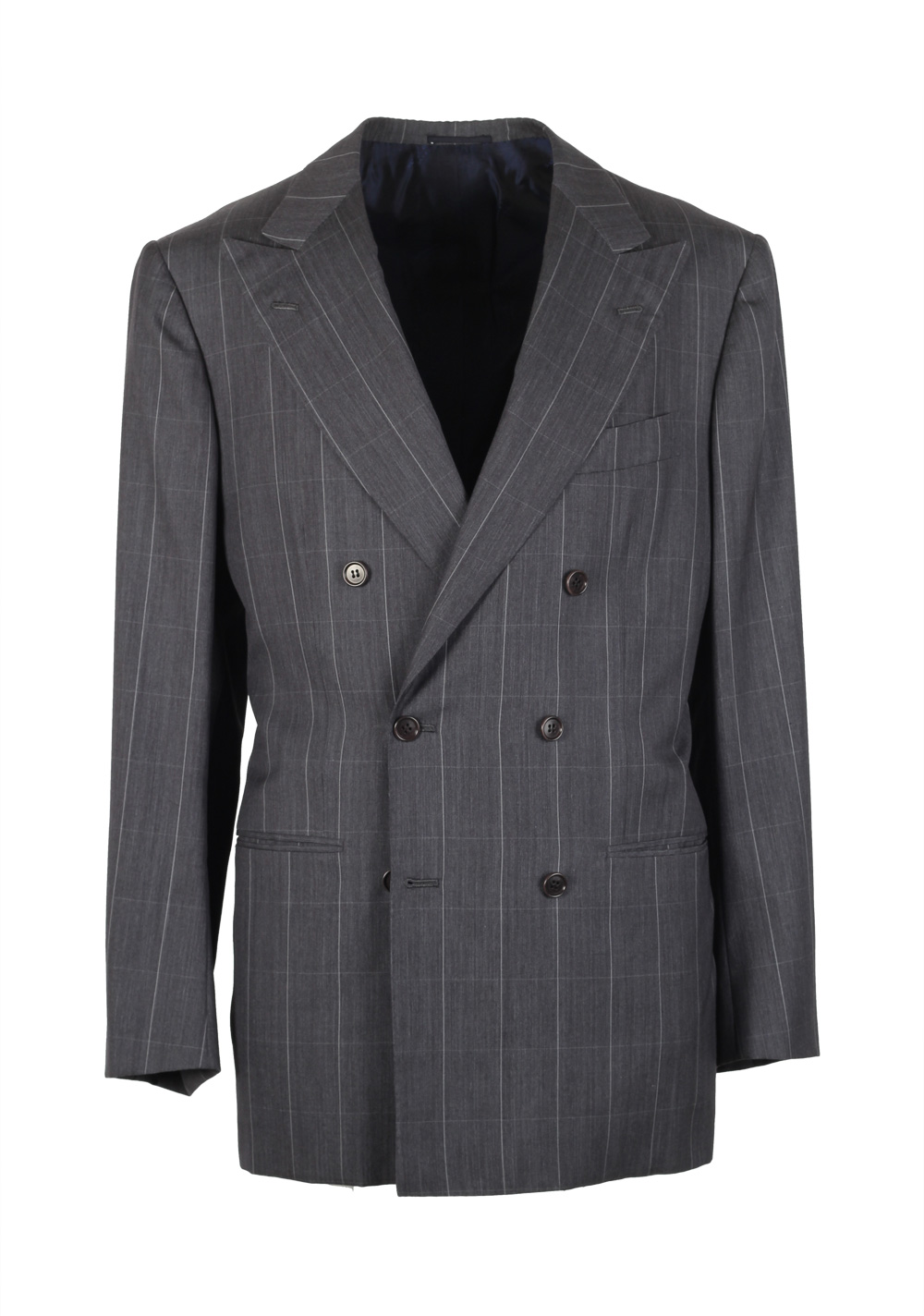 Kiton Suit Size 50 / 40R U.S. 14 Micron Super 180S Double Breasted | Costume Limité