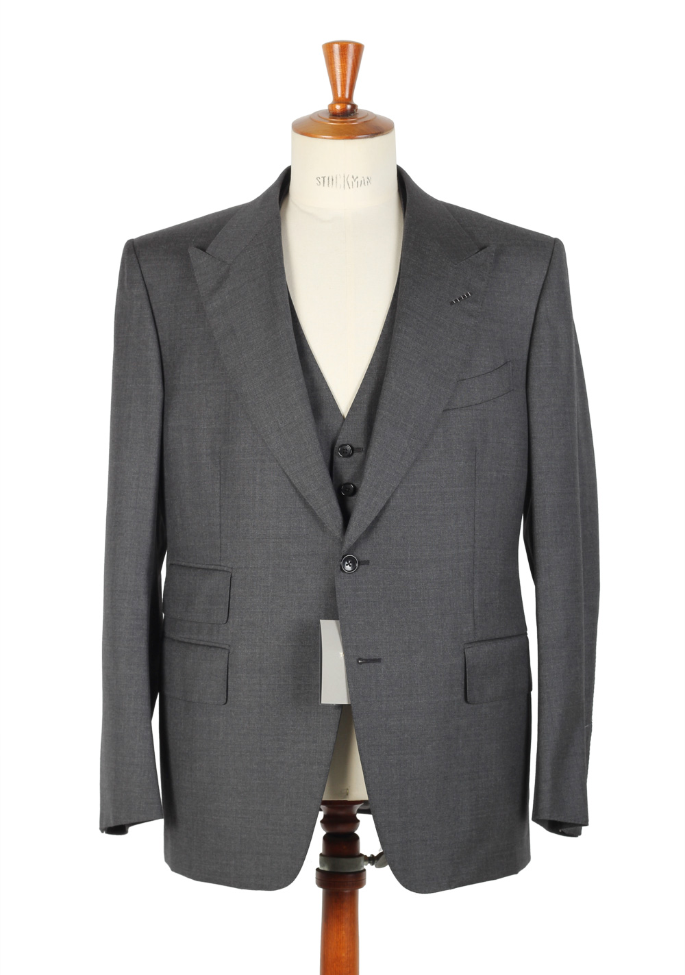 TOM FORD Suit 3 Piece Size 54C / 44S U.S. Wool