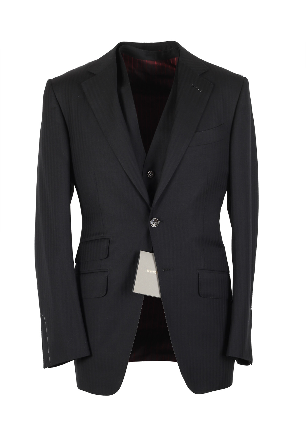 TOM FORD O’Connor Black Suit 3 Piece Size 44 / 34R U.S. Wool Fit Y