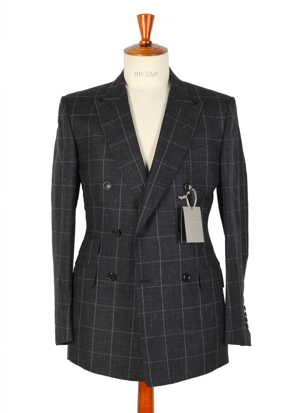 TOM FORD Double Breasted Suit Size 48 / 38R U.S. Wool Linen Silk | Costume Limité