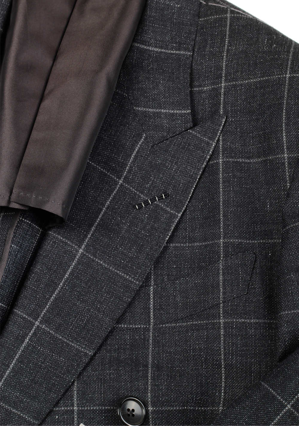 TOM FORD Double Breasted Suit Size 48 / 38R U.S. Wool Linen Silk | Costume Limité