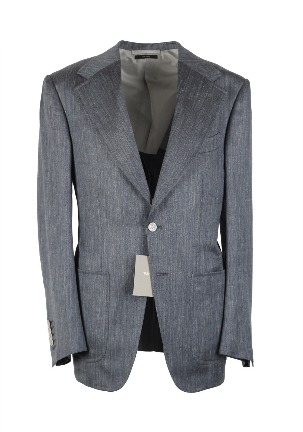 TOM FORD Wetherby Silver Suit Size 48 / 38R U.S. Wool Mulberry Silk Linen Base T | Costume Limité