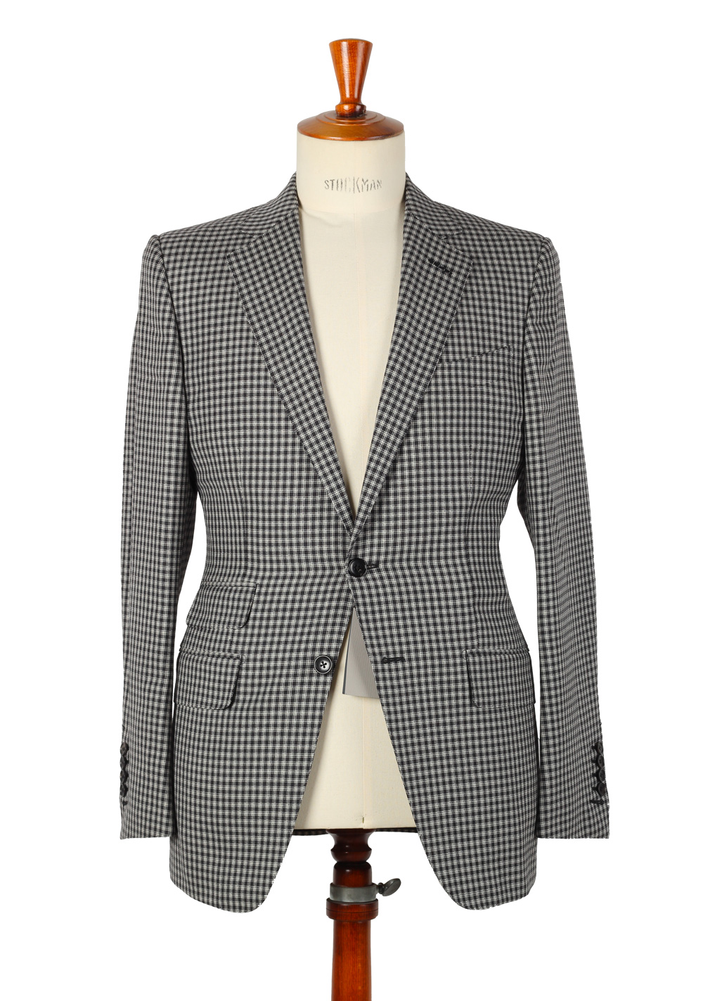 TOM FORD Black White Suit Size 48 / 38R U.S. Wool Fit Y