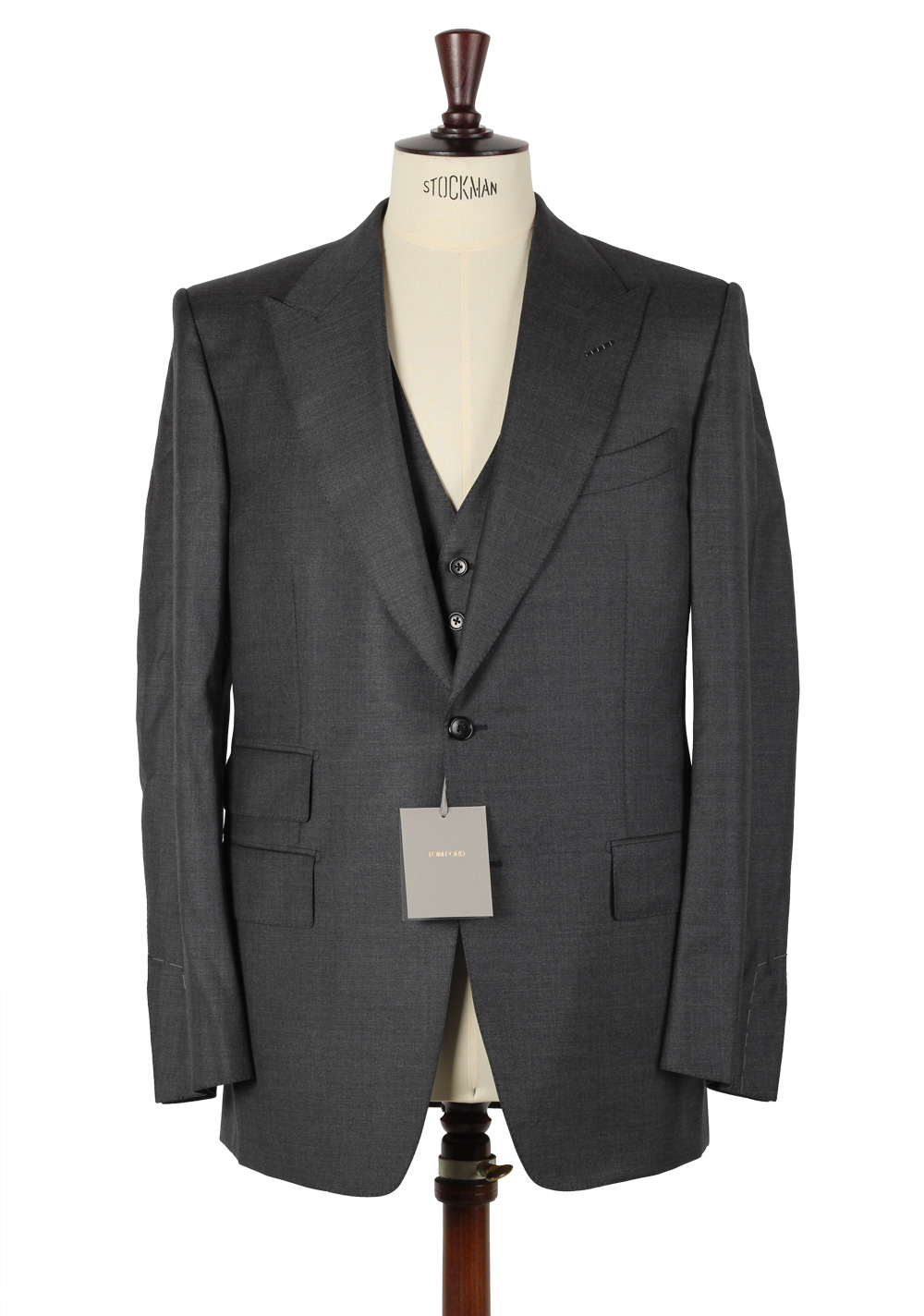 TOM FORD Gray 3 Piece Suit Size 54L / 44L U.S. Wool Fit A