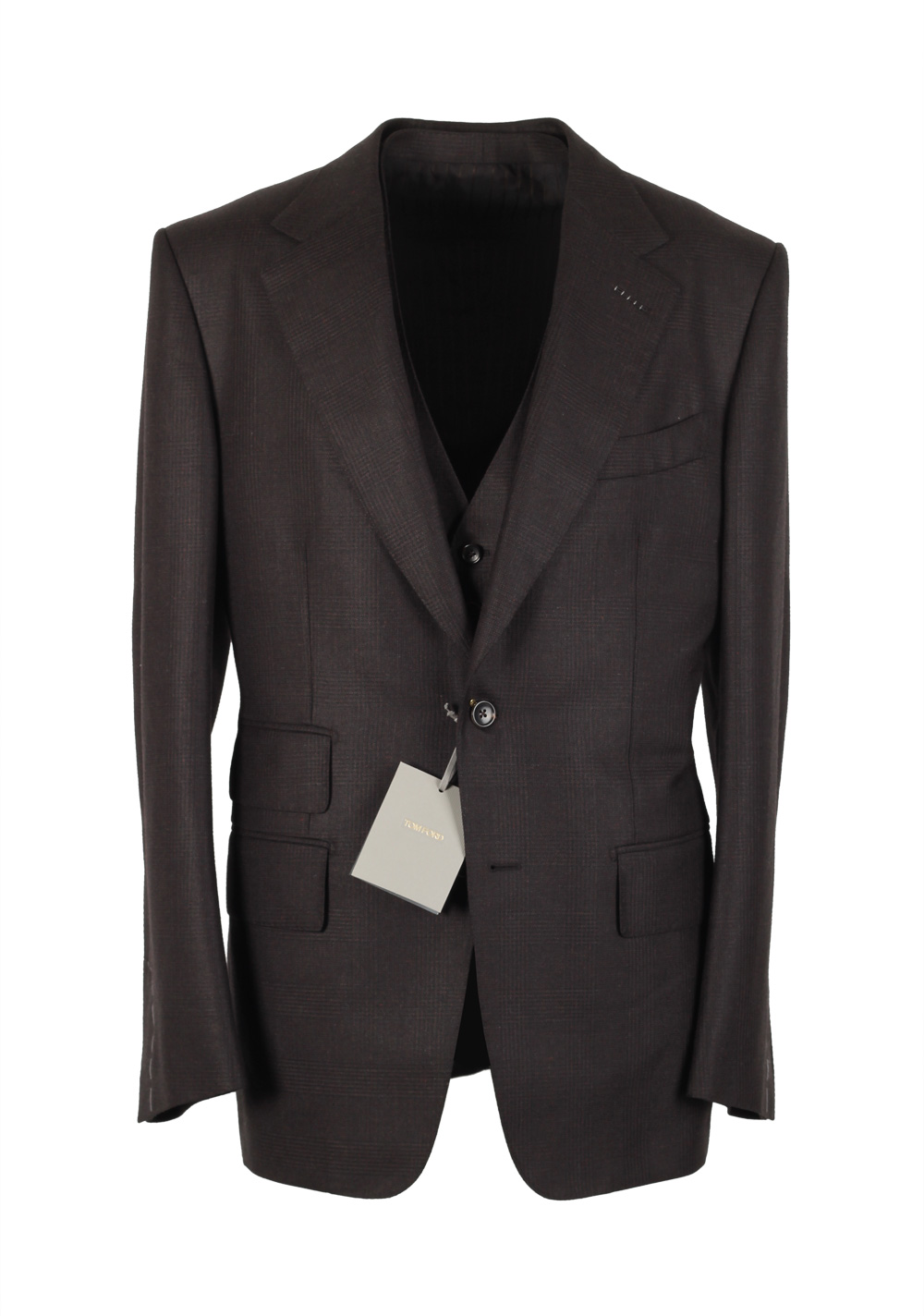 TOM FORD Windsor Brown 3 Piece Suit Size 50 / 40R U.S. Mohair Silk Wool ...