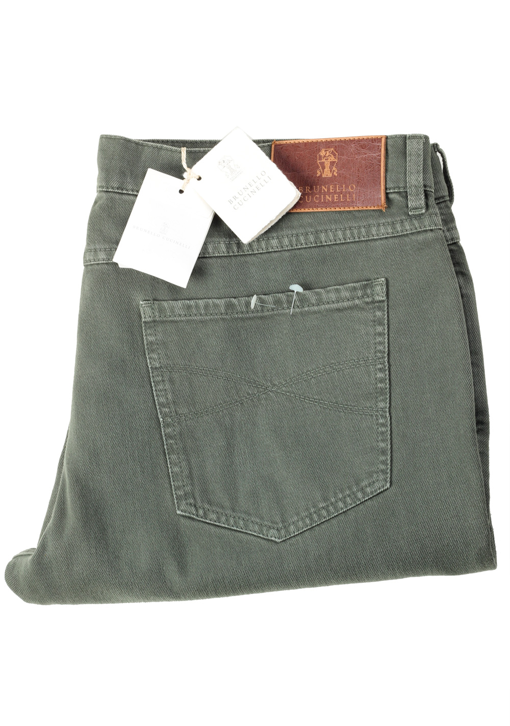 Brunello Cucinelli Green Jeans Trousers Size 54 / 38 U.S. | Costume Limité