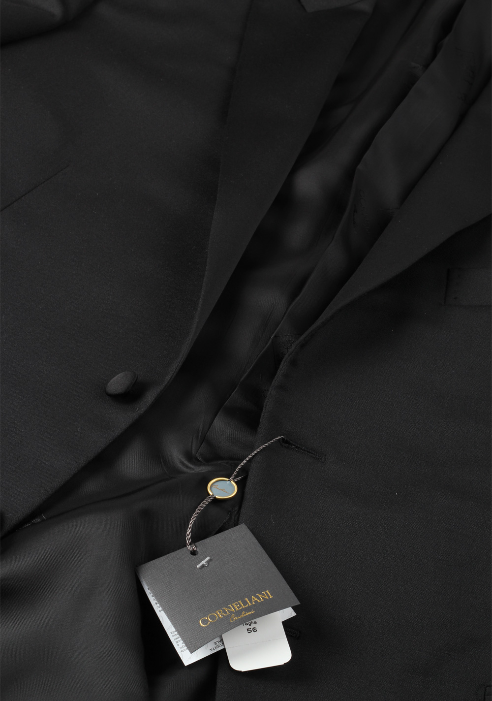 Corneliani Black Tuxedo Sport Coat Size 56 / 46R U.S. Virgin Wool | Costume Limité