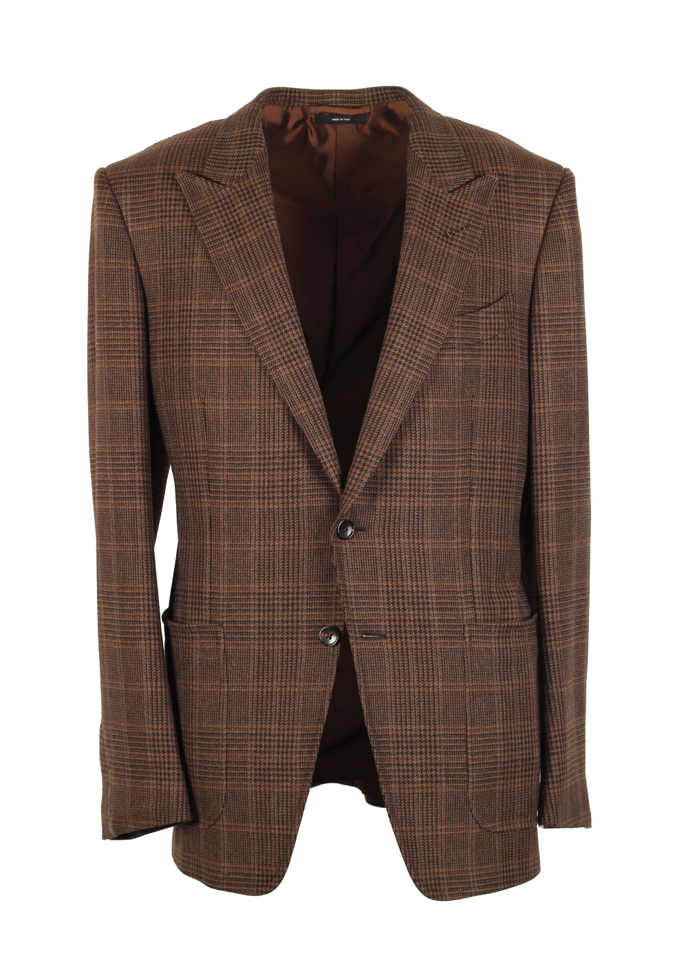 TOM FORD O’Connor Brown Checked Sport Coat Size 52 / 42R U.S. Wool Cashmere Silk Fit Y