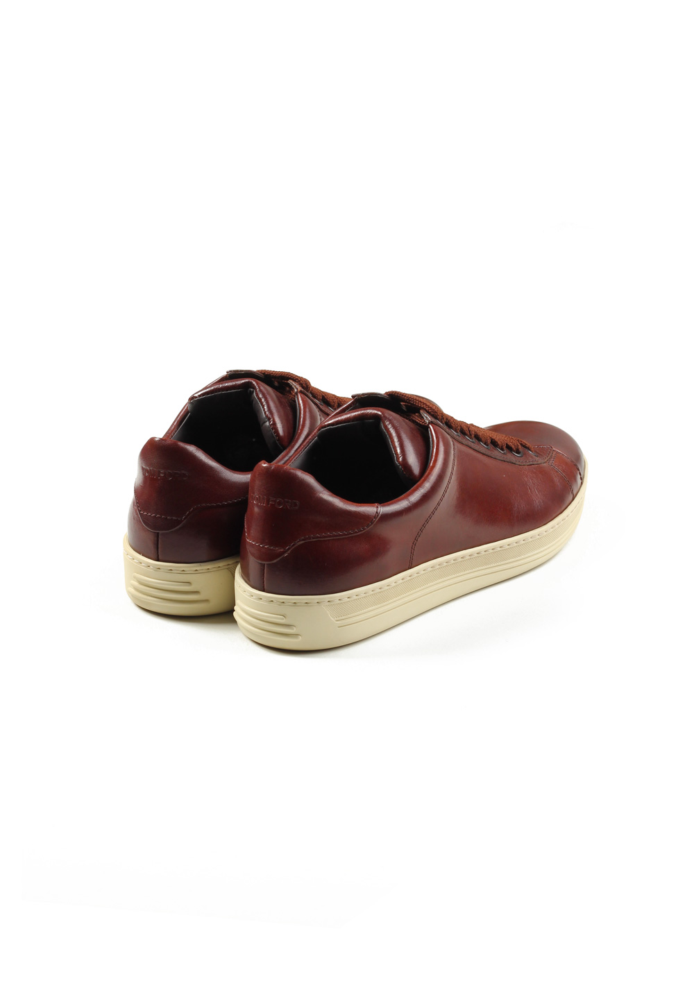 TOM FORD Russel Low Top Brown Leather Sneaker Shoes Size 8.5 Uk / 9.5 U.S. | Costume Limité