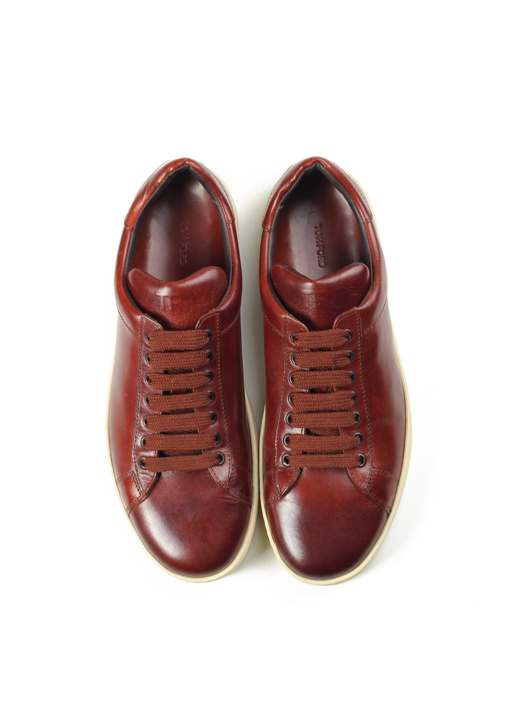 TOM FORD Russel Low Top Brown Leather Sneaker Shoes Size 8.5 Uk / 9.5 U.S. | Costume Limité