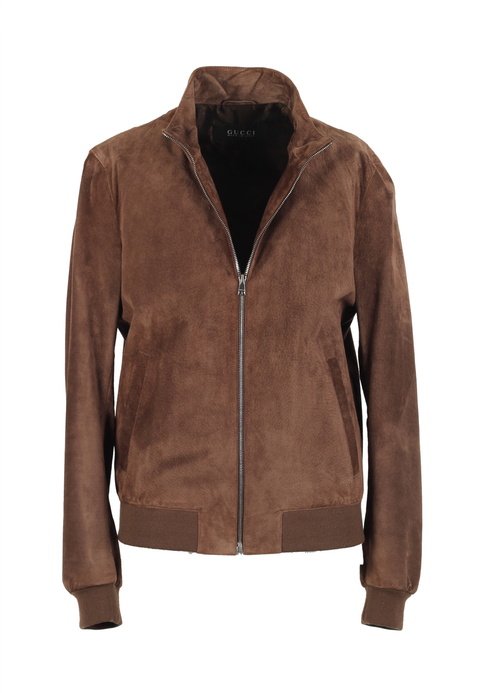 Gucci Brown Leather Bomber Jacket Coat Size 50 / 40R U.S. | Costume Limité