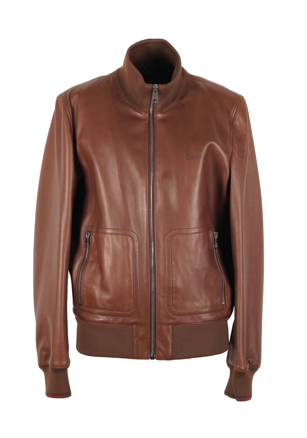 Gucci Brown Nappa Leather Bomber Jacket Coat Size 58 / 48R U.S. | Costume Limité