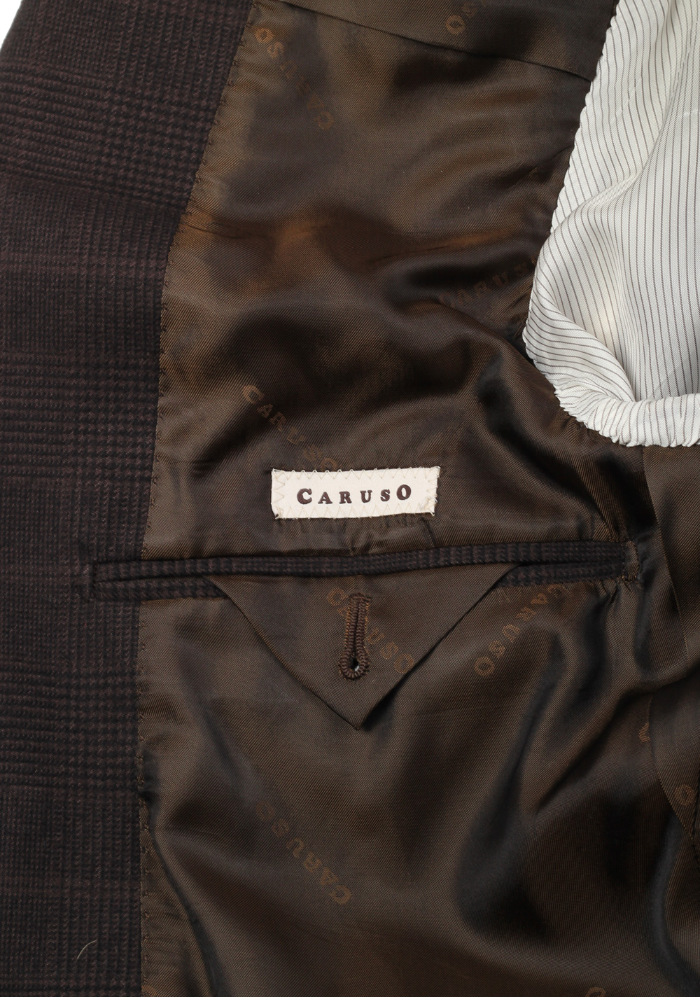 Caruso Brown Checked Sport Coat Size 52 / 42R U.S. Cotton | Costume Limité