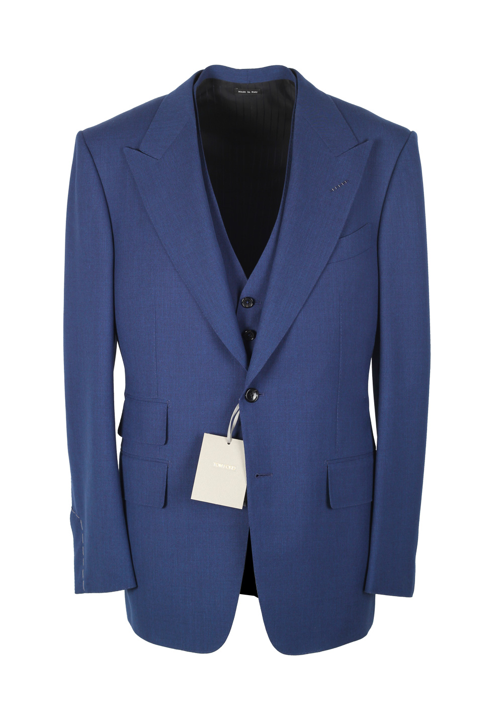 TOM FORD Windsor Royal Blue 3 Piece Suit Size 54 / 44R U.S. Wool Fit A | Costume Limité