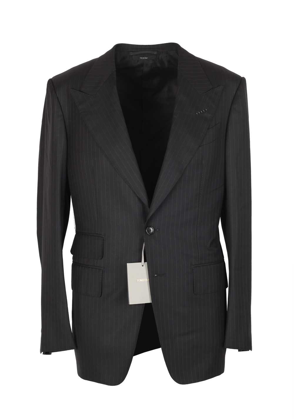 TOM FORD Spencer Striped Charcoal Suit Size 46 / 36R U.S. Wool Silk Fit D | Costume Limité