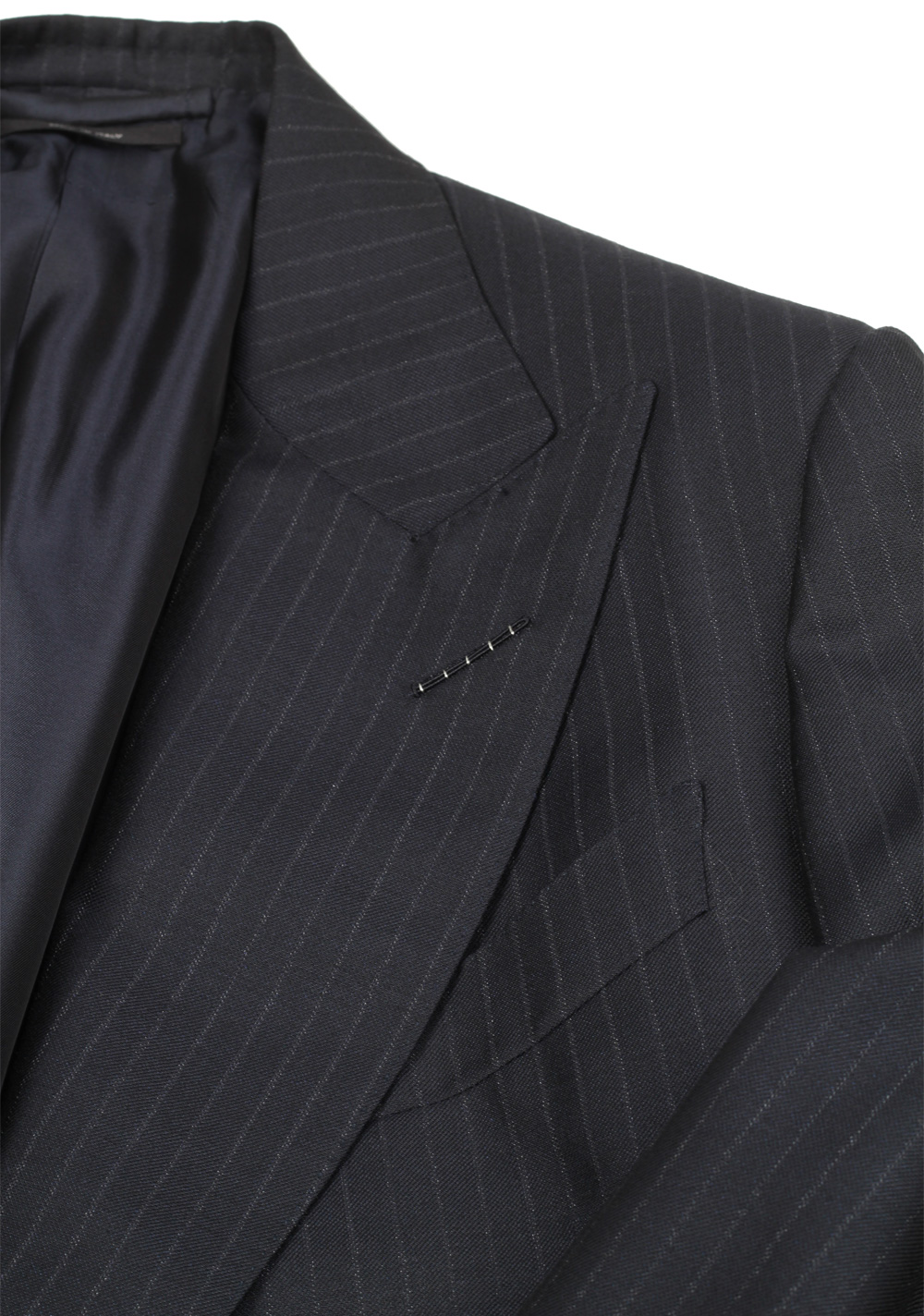 TOM FORD Spencer Double Breasted Striped Charcoal Suit Size 46 / 36R U.S. Wool Silk Mohair Fit D | Costume Limité