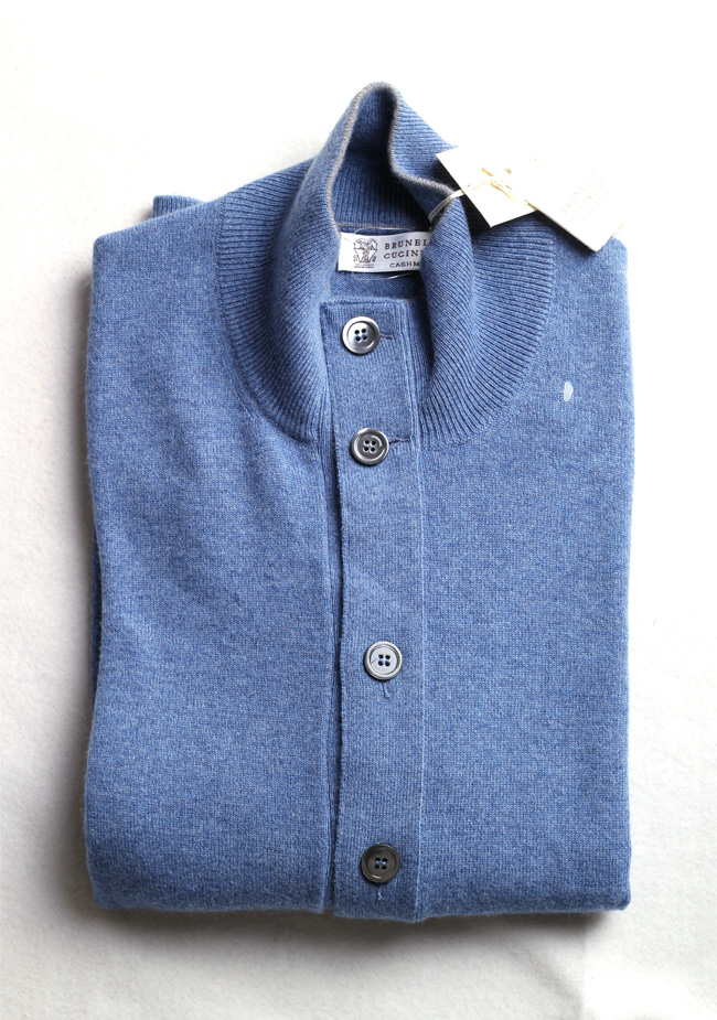 Cucinelli Cardigan Vest Size 50 Blue 100% Cashmere