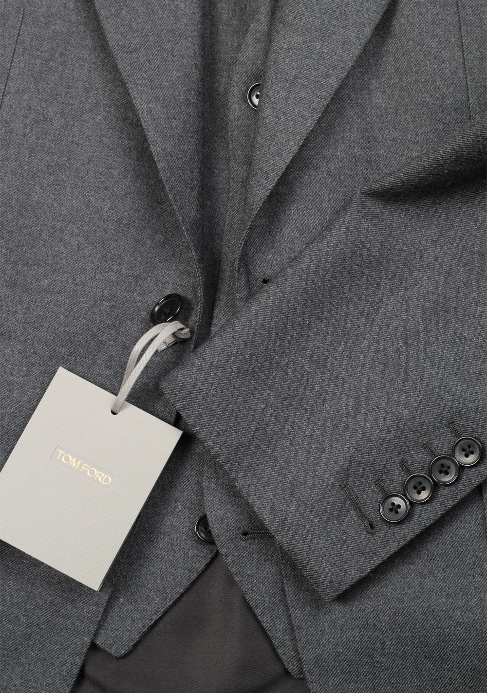 TOM FORD Shelton Solid Gray 3 Piece Suit Size 46 / 36R U.S. Wool | Costume Limité
