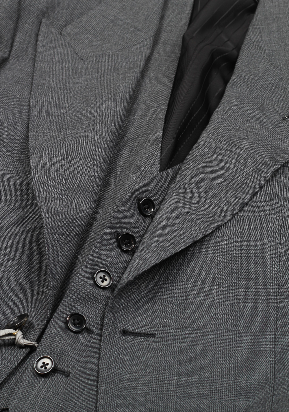 TOM FORD Shelton Gray Checked 3 Piece Suit Size 46 / 36R U.S. Wool – image 2