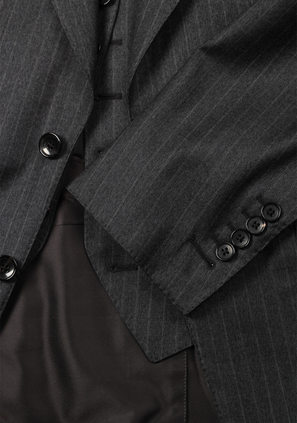 TOM FORD Shelton Gray Striped 3 Piece Suit Size 46 / 36R U.S. Wool | Costume Limité