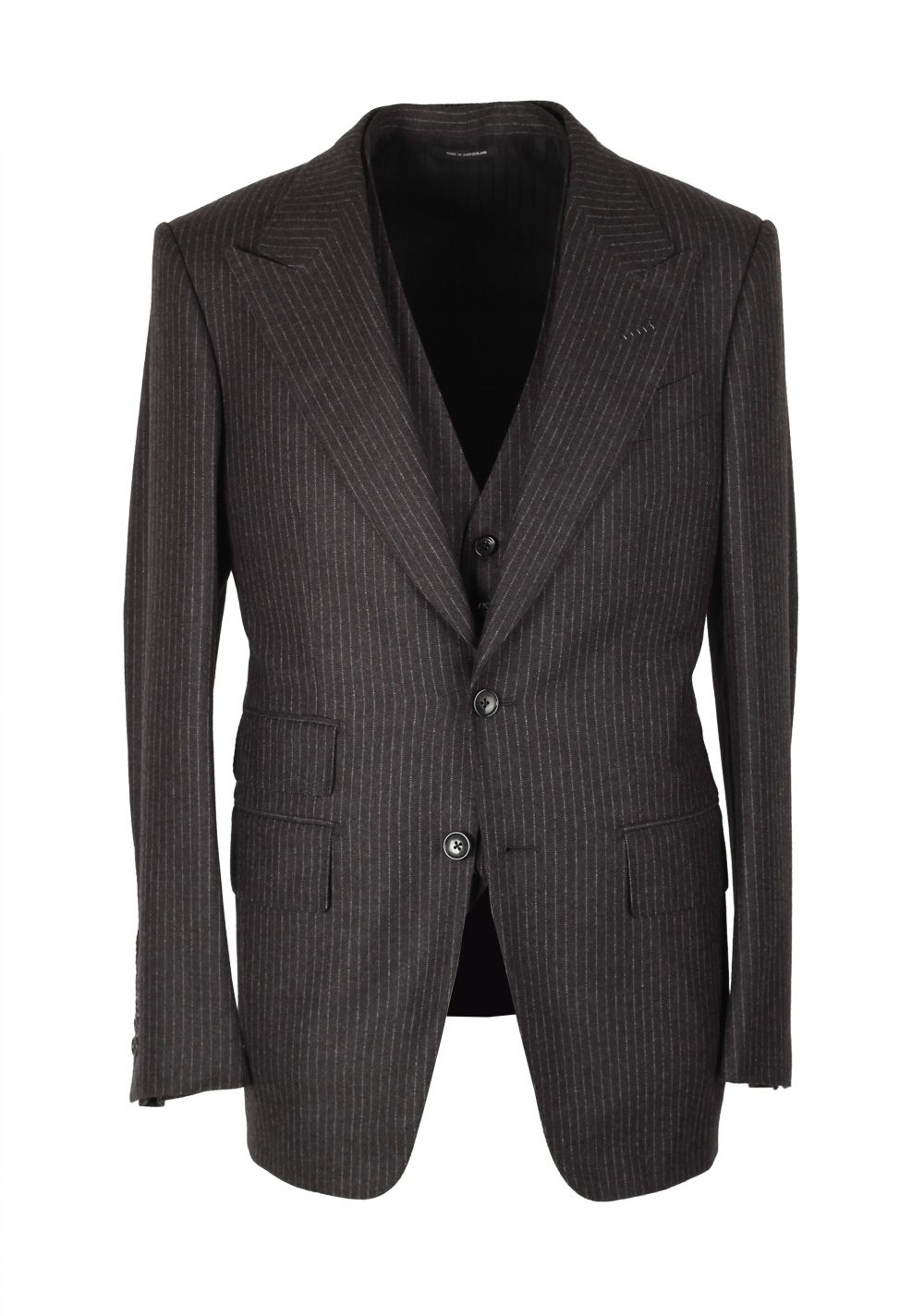 TOM FORD Shelton Gray Striped 3 Piece Suit Size 46 / 36R U.S. Wool ...