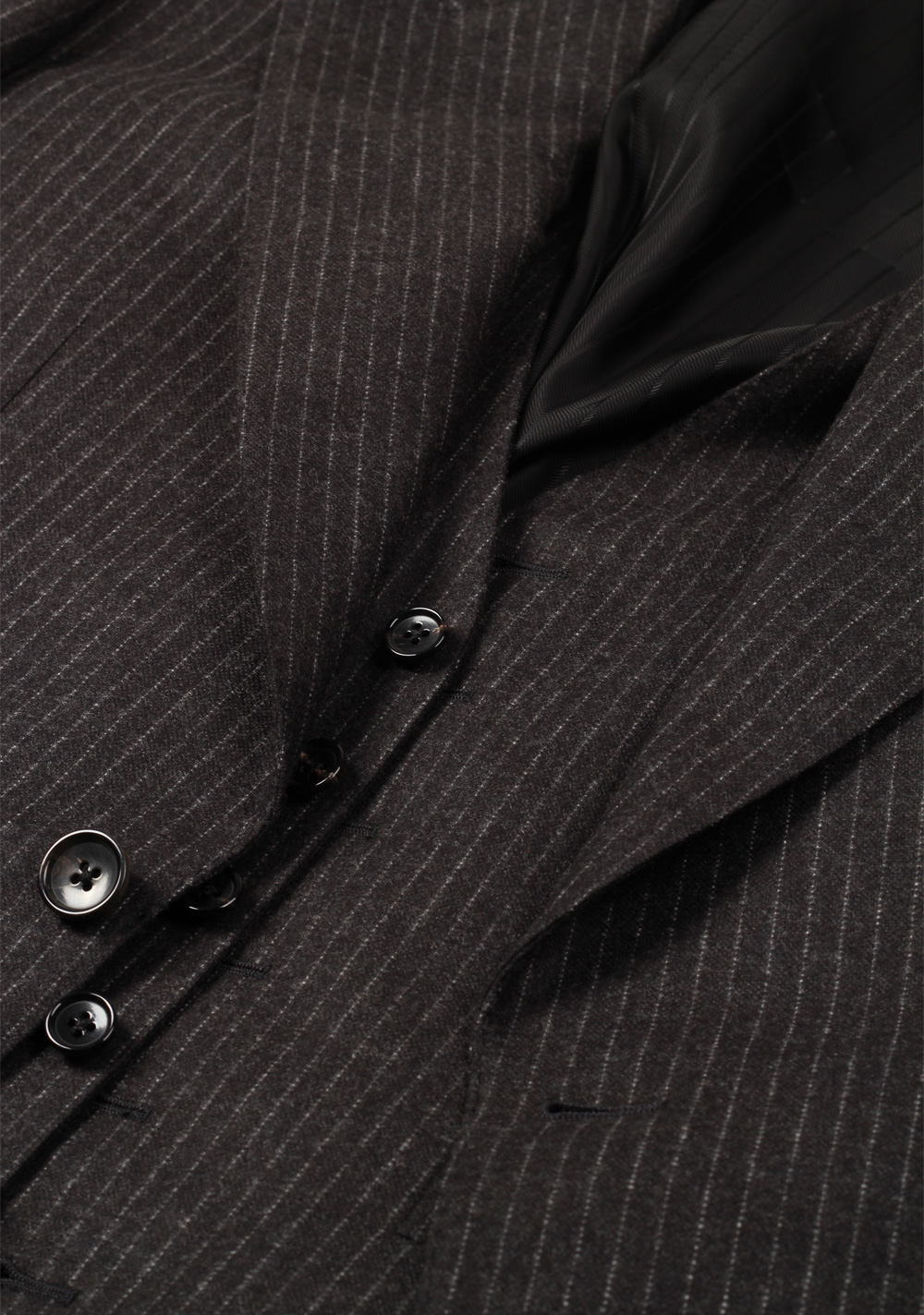 TOM FORD Shelton Gray Striped 3 Piece Suit Size 46 / 36R U.S. Wool | Costume Limité