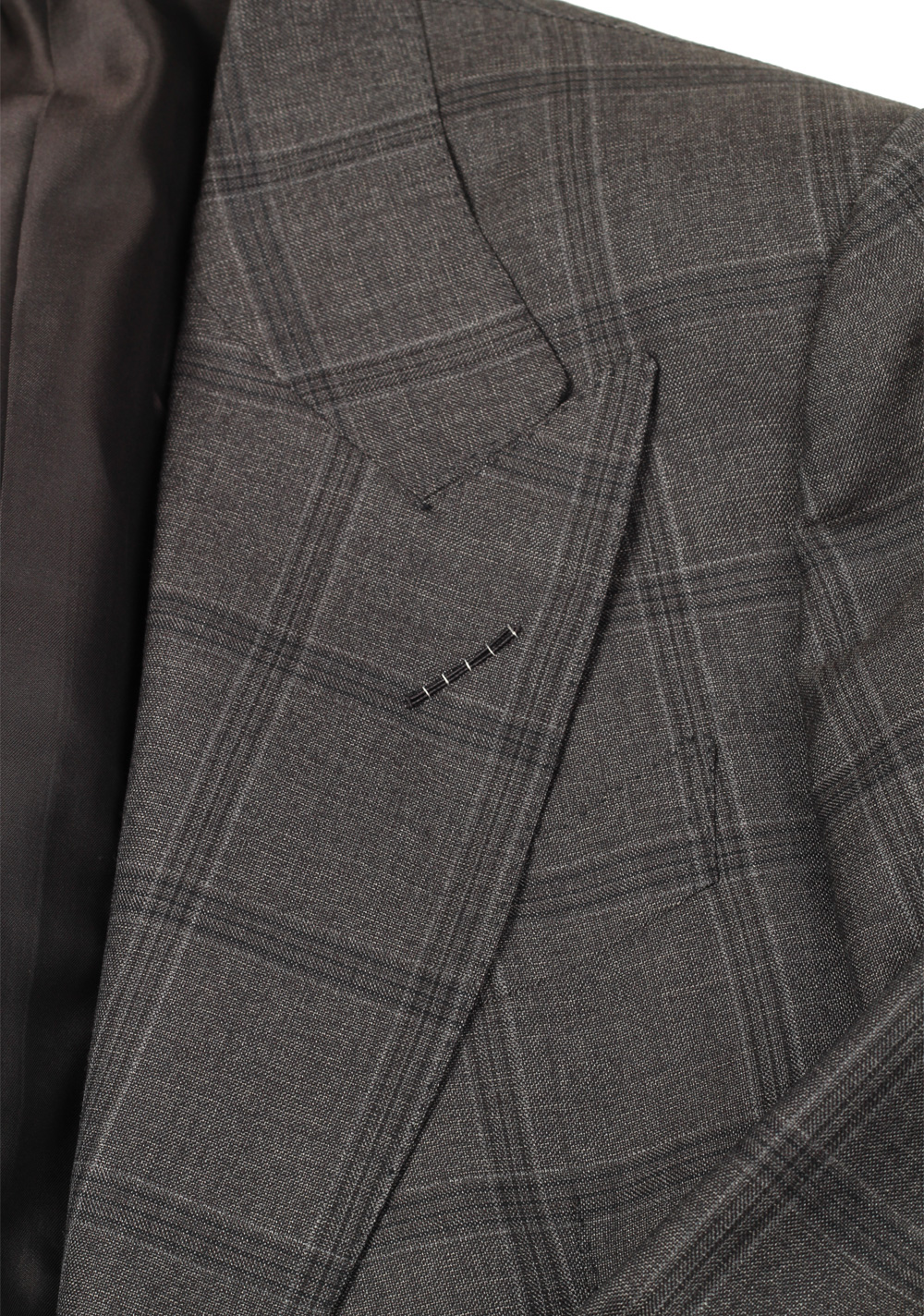 TOM FORD Shelton Checked Gray Suit Size 46 / 36R U.S. Wool Silk | Costume Limité
