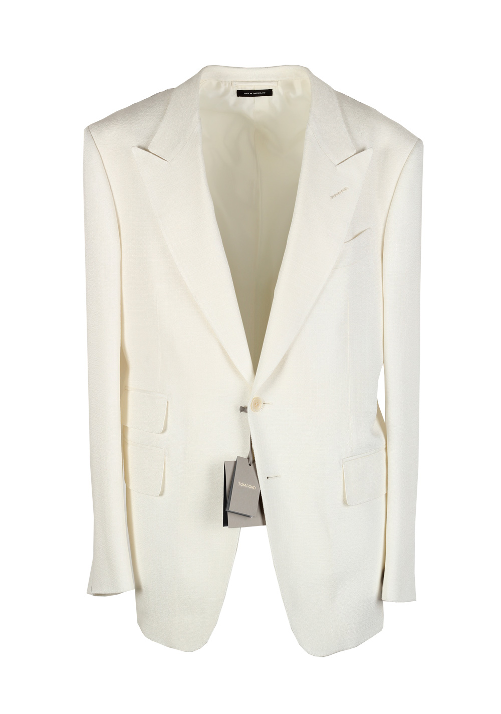 TOM FORD Shelton Off White Sport Coat Size 54 / 44R U.S. Rayon Silk Lining | Costume Limité