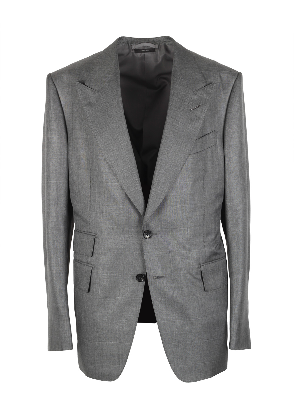 TOM FORD Shelton Checked Gray Suit Size 52 / 42R U.S. Silk Wool | Costume Limité