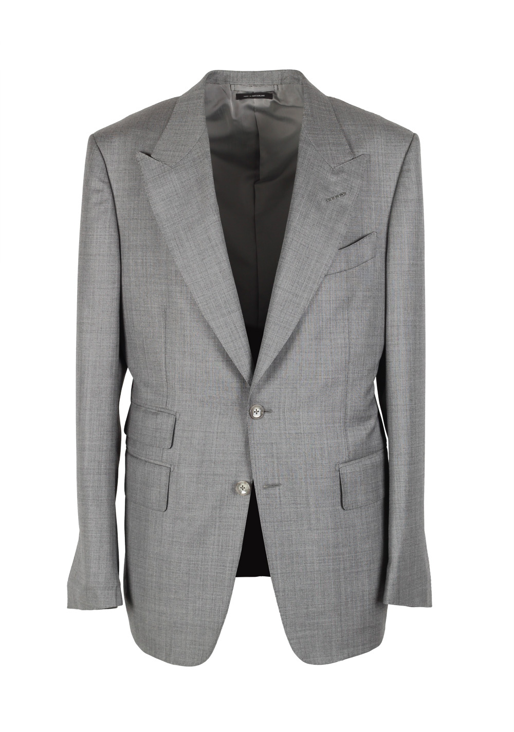 TOM FORD Shelton Sharkskin Light Gray Suit Size 52 / 42R U.S. Wool | Costume Limité