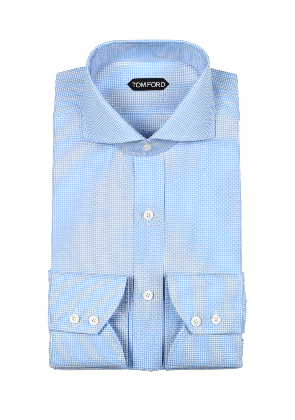 TOM FORD Checked White Blue Shirt Size 42 / 16,5 U.S. | Costume Limité