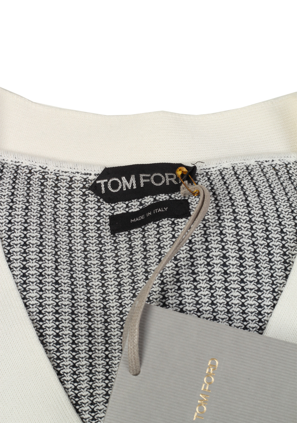 TOM FORD Black White V Neck Pullover Sweater Size 54 / 44R U.S. | Costume Limité