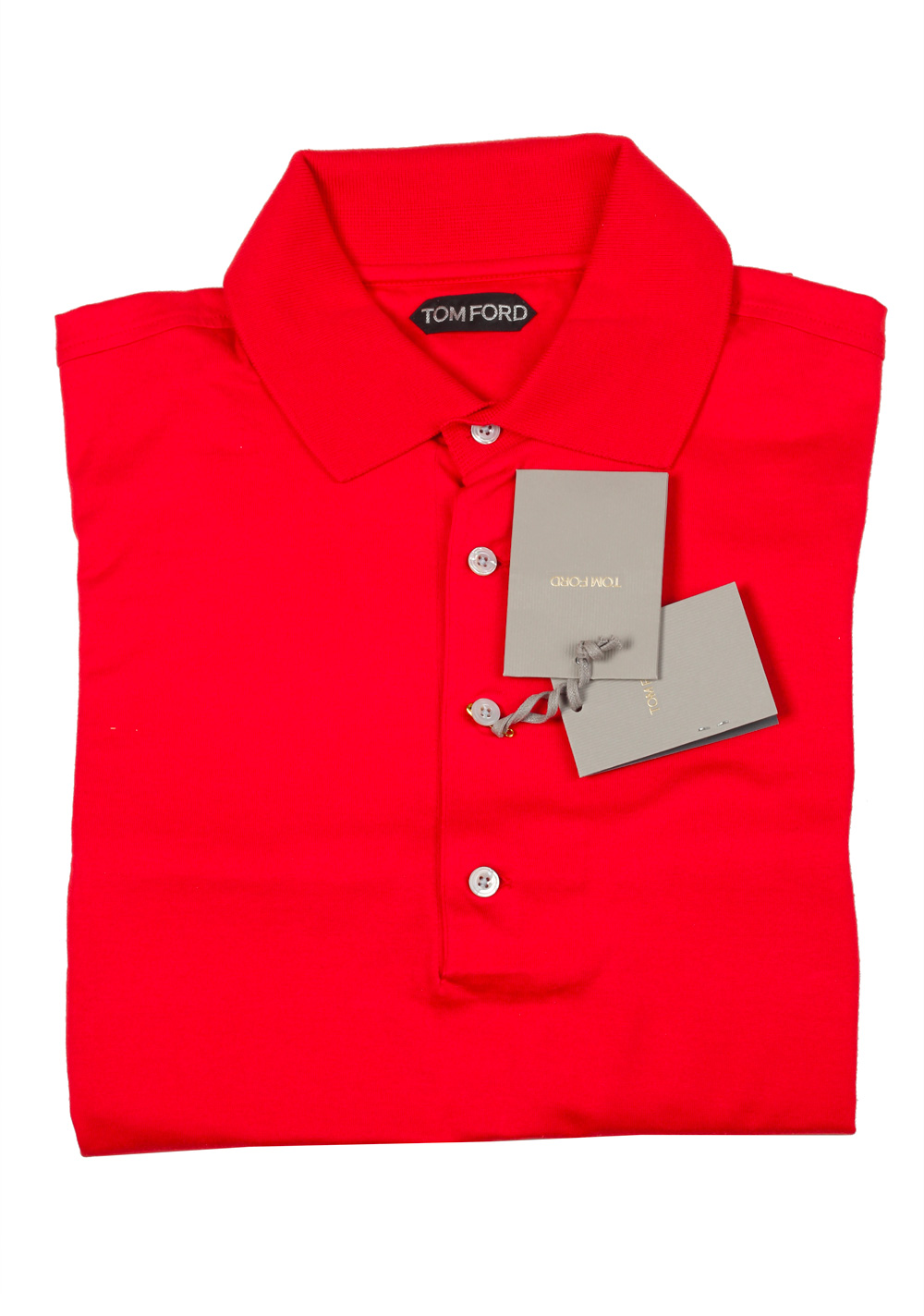 TOM FORD Red Long Sleeve Polo Shirt Size 50 / 40R U.S. | Costume Limité