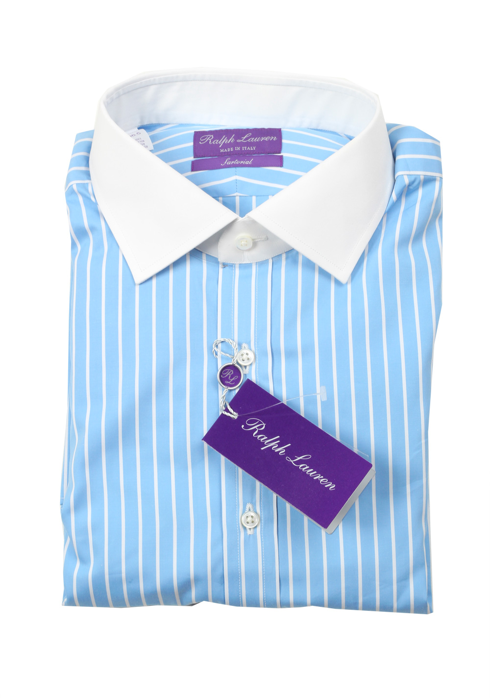 Ralph Lauren Purple Label Sartorial Line Blue Striped Shirt Size 42 / 16.5 U.S. | Costume Limité